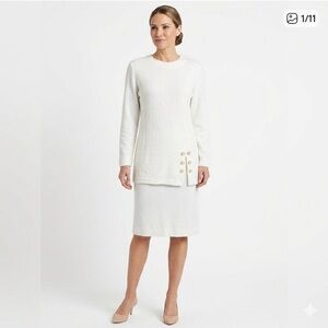 Vintage Leslie Fay White Midi Dress Size 12